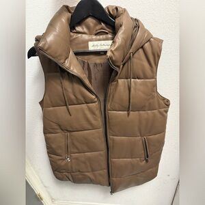 Sebby Collection Women's Tan Faux Leather Vest